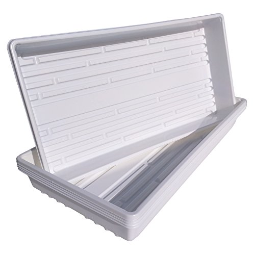 New Design White Seed Starting Trays - 1020 Trays Solid Bottom No Holes Durable Professional Grade for Garden Greenhouse Hydroponics Wheatgrass Microgreens 25 Made in the USA