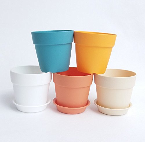 AS Mini resin Plastic Flower Seedlings Nursery PotFlower Pot with Pallet  Garden Plant Pot Home Decoration5Pack