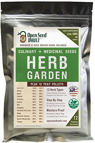 100 Non-gmo Heirloom Culinary And Medicial Herb Kit - 12 Popular Easy-to-grow Herb Seeds By Open Seed Vault -