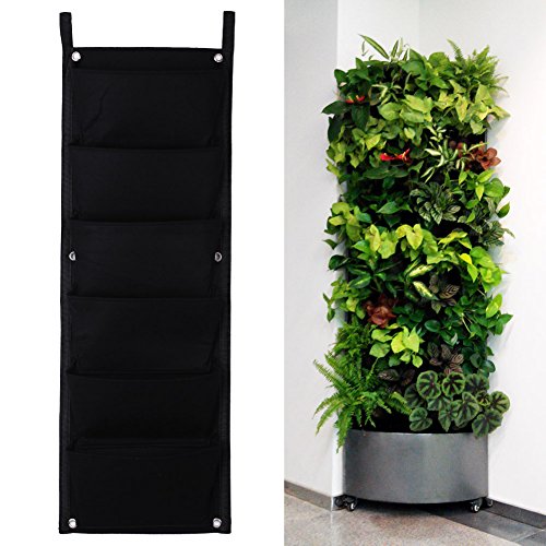 Koram 7 Pockets Vertical Garden Living Wall Hanging Planter Flower Pouch Green Field Pot Felt Indooroutdoor Wall