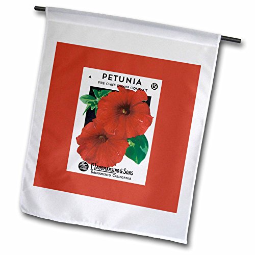 BLN Vintage Seed Packet Reproductions - Petunia Fire Chief Dwarf Compact Deep Red Flower Seed Packet - 18 x 27 inch Garden Flag fl_170471_2