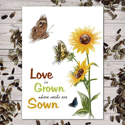 Set Of 25 Sunflower Seed Packet Favors "love Is Grown" Great For Weddings (autumn Beauty Sunflower Seeds)