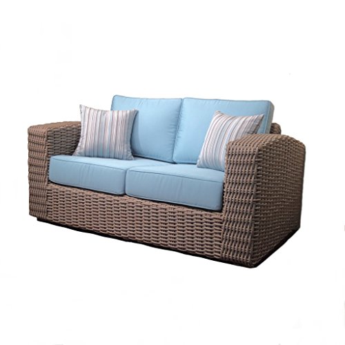 Elanamar Designs Monaco Loveseat Driftwood Finish Canvas Natural Fabric