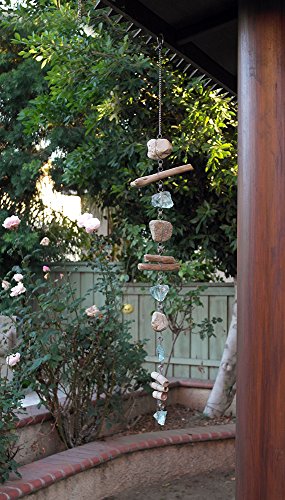 Natural Rocky Stoneamp Glass Garlands W Natural Weathered Driftwood - Galvanized Wire 4 Ft