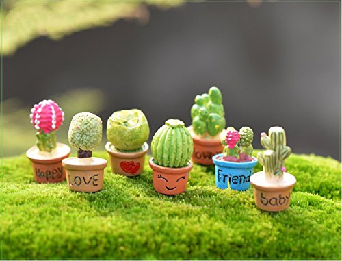 SUN-E 7 In Set Miniature Garden Fairy Ornament Cactus&flower Outdoor Decor Home Decoration