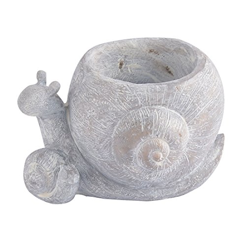 uxcell Resin Snail Shaped Household Office Aloes Cactus Flower Pot Light Gray