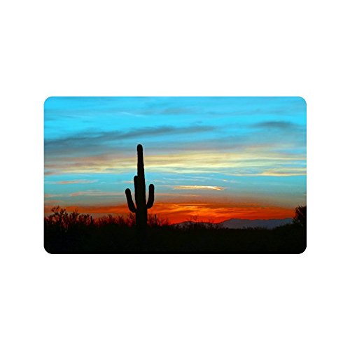 Desert Cactus Cacti Trees Blue Art Pattern Durable fabric top IndoorOutdoor Doormats 30L x 18W