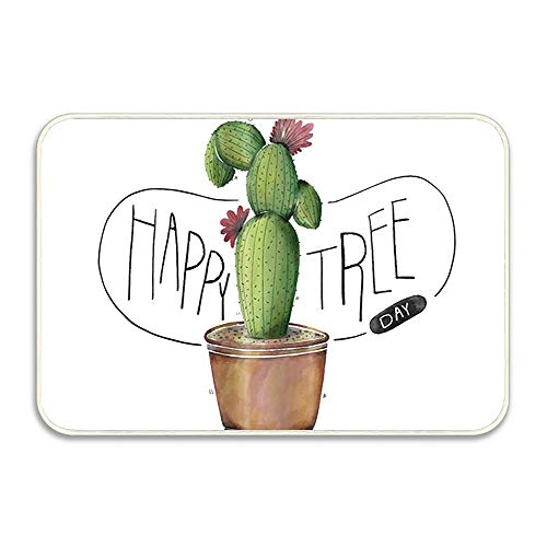 Huayuanhurug Desert Cactus Tree in Pot Doormat Decorative Indoor Outdoor Doormat Non Slip Front Door Mat 236 x157