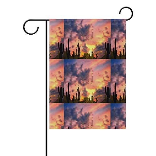 LauraBla Seasonal Garden Flag Cactus Tree When The Sunset 12x 18 for Double-Sided Outdoors Decor Premium Polyester Holiday Yard Flags and Festive Small House Flag