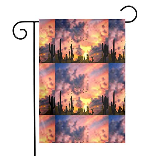 Porter Grote Seasonal Garden Flags Set for Outdoors -12 X 18 Inch Outdoor Yard FlagsCactus Tree When The Sunset House Yard Flag Decorative-PolyesterDurable