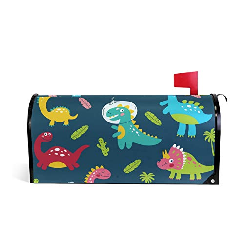 WIHVE Mailbox Cover Cute Cartoon Dinosaurs Tropical Cactus Trees Volcanic Magnetic Post Box Cover Wrap Home Decoration