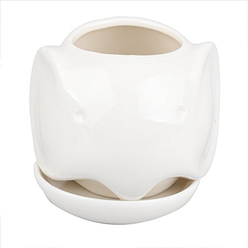 Cute White Elephant Ceramic Succulent Plant Flower Pot Flowerpot Pot Small With Saucer Tray Decorative 3.54 X