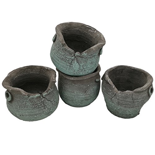 ROSE CREATE 4 Pcs 40 Inches Mini Ceramic Succulent Plant Pots Flower Pots for Small Plants and Decorative Objects - Pack of 4 Turquoise