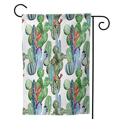Mannwarehouse Welcome Fall Garden Flag Yard Decorations Double-Sided Printing Cactus Different Cactus Types in Watercolors Style Display Spring Field Foliage Artwork Multicolor