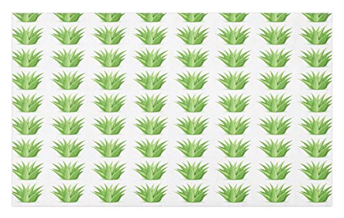 Ambesonne Agave Doormat Cacti Cactus Family Botanical Desert Flora Succulent Elements Pattern Decorative Polyester Floor Mat with Non-Skid Backing 30 X 18 White Pistachio Green