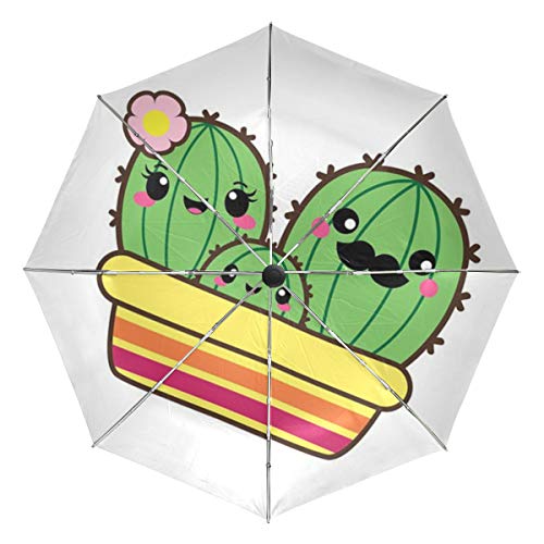 Cactus Family Lightweight Umbrella Windproof Reinforced Canopy Ergonomic Handle Auto Open for Men Women