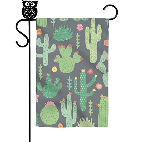 ISKORE Sweet Colourful Cactus Pattern Home Flag Garden Family Party Yard Decor