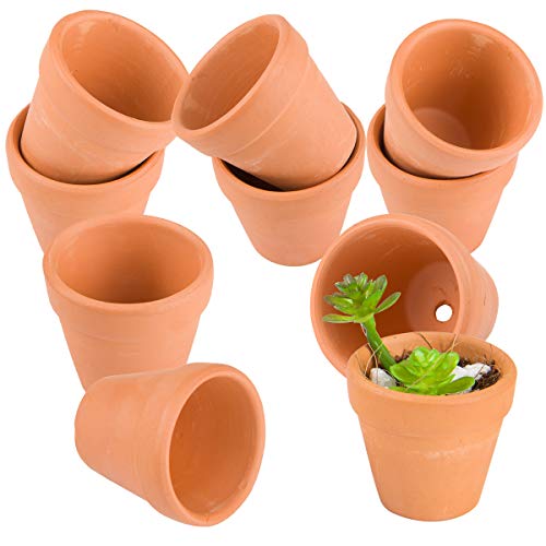ANPHSIN 10 Pcs Mini Clay Plant Pot- 17 Inch Small Terracotta Pot Clay Ceramic Pottery Planter Terra Cotta Flower Pots Cactus Succulent Nursery Pots with Drainage Hole for Indoor Outdoor Cacti Plants