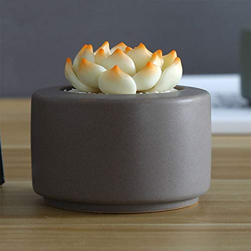 GLBS Taupe Ceramics Flower Pot Round Planter Container Household Business Succulents Indoor Outdoor Cactus Plant Pot Office Desktop Windowsill Decoration for Balcony Patio Garden