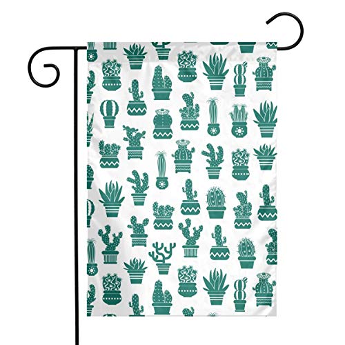 Porter Grote Seasonal Garden Flags Set for Outdoors -12 X 18 Inch Outdoor Yard FlagsOutdoor Cactus Plant Pot House Yard Flag Decorative-PolyesterDurable