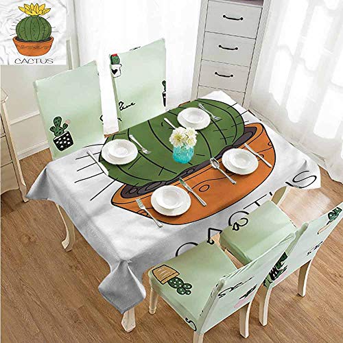 StarsART Table Cloth for Outdoor CactusPlant with Yellow Flower W54 xL72for Kitchen