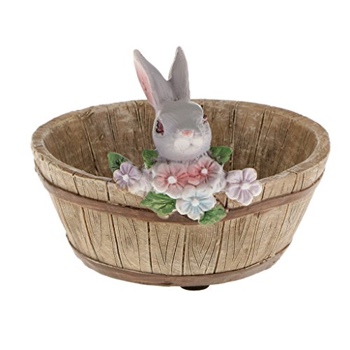 Decorative Bunny Rabbit Resin Flower Cactus Herbs Sedum Succulent Pot Planter Bonsai Trough Box Plant Bed Home