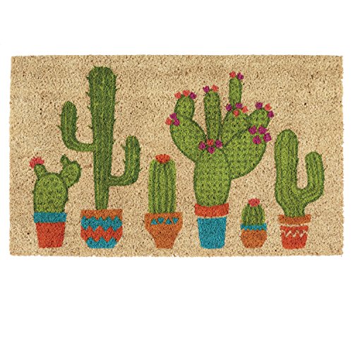 DII Natural Coir Fiber 18x30 Entry Way Outdoor Door Mat with Non Slip Backing - Cactus