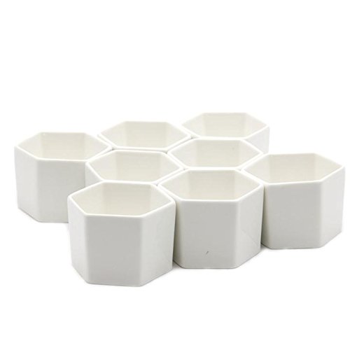 T4u 275 Inch Ceramic White Hexagon Set Sucuulent Plant Potcactus Plant Pot Flower Potcontainerplanter Package