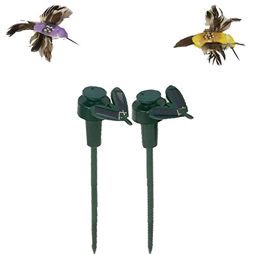 Saguaro Pack Of 2 Solar  Battery Powered Flying Wobble Fluttering Hummingbird Bird For Garden Yard Plants Flowers