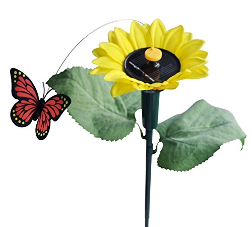 Saguaro Solar  Battery Powered Flying Wobble Fluttering Butterfly W Sunflower Sun Flower For Garden Yard Plants