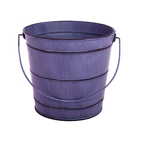 Phyxin Galvanized Bucket Metal Flower Pot Succulent Planters Indoor Vintage Flower Pots Galvanized Decor Flower Vase Garden Balcony Patio Planters Outdoor with Handle 1 pcak Purple