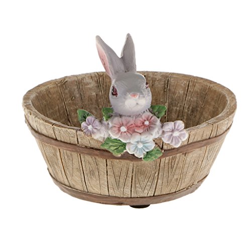 Decorative Bunny Rabbit Resin Flower Cactus Herbs Sedum Succulent Pot Planter Bonsai Trough Box Plant Bed Home Garden Pot Decor