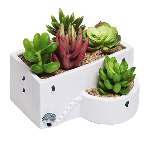 Mediterranean Greek Building Design White Ceramic Novelty Flower Planter  Succulent Plant Pot - Mygift&reg