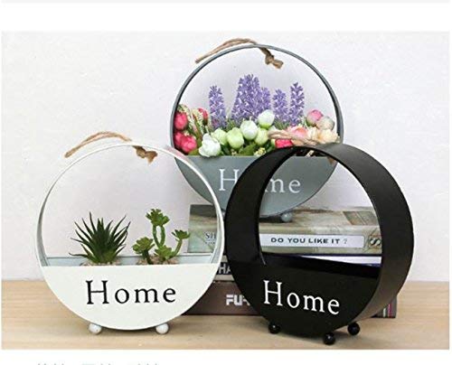 Pots for PlantGranden Decor Round Iron Hanging Planters for Indoor Plants Outdoor Succulent Plants Pots Decorative Display Bowls Flowerpot Containers for Moss Flower White Black 85 inches
