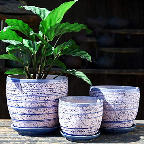 3 Piece Set Purple Stripe Green Plant Container Ceramic Flower Pot Flowing Glaze Succulent Potted PlantCactus Plant Potted Flower PotContainerFlower Pot Packaging 1 Pack 3