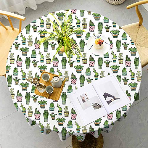 Round Upscale Tablecloth Wedding Tablecloth Colorful Pretty Succulent Houseplants and Cactus Pattern Doodle Flowers Pots Round Table Cover For Interior And Exterior Decoration Diameter 70