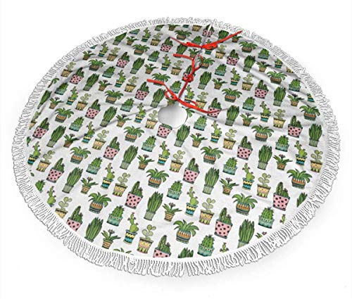 SSLife Colorful Pretty Succulent Houseplants Christmas Tree Skirt Xmas Tree Skirt Christmas Decorations for Xmas Festive Holiday Ornament New Year Party 30 36 48