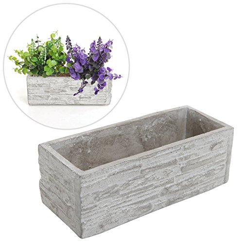 Gray Cement Rectangular Succulent Plant Flower Pot  Decorative Kitchen Herb Garden Planter Container