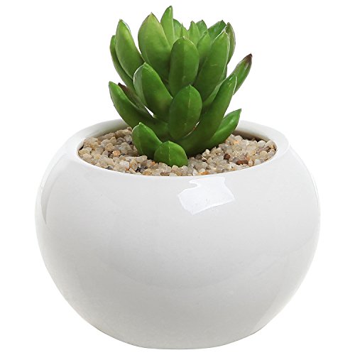 35 Inch Small Round Modern White Ceramic Succulent Planter Pot - Mygift&reg
