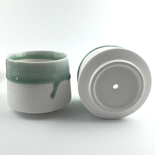 Green Glaze White Ceramic Succulent Planter