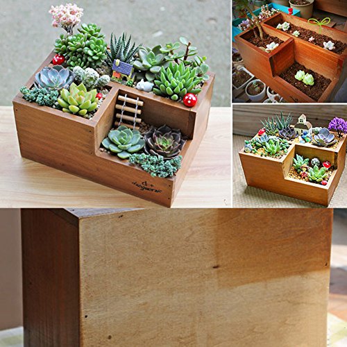 Easydeal Wooden Garden Window Box Trough Planter Succulent Flower Bed Pot Three gird