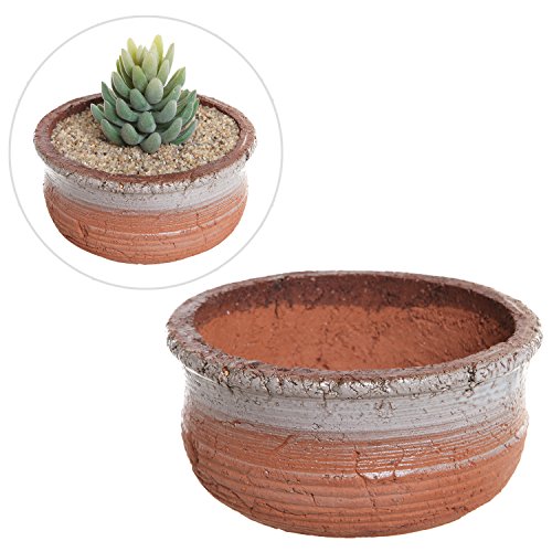 Rustic Southwestern Style Ceramic Succulent Plant Pot  Decorative Flower Planter Brown - Mygift&reg