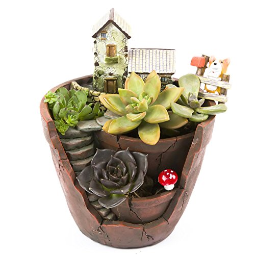 Zaray Store Micro Landscape Artificial Flowers Succulent Plants Pothanging Garden Design With Sweet House
