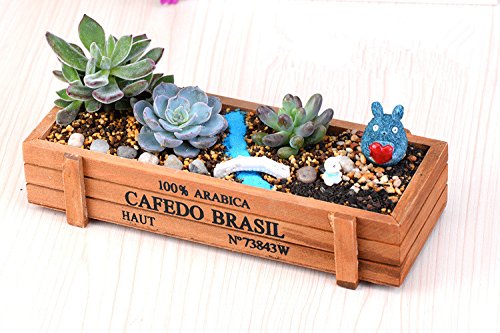 luckyBEAR Vintage Wooden Flower Pot For Succulent Plant Flower Mini Garden Design 4x8x22cm