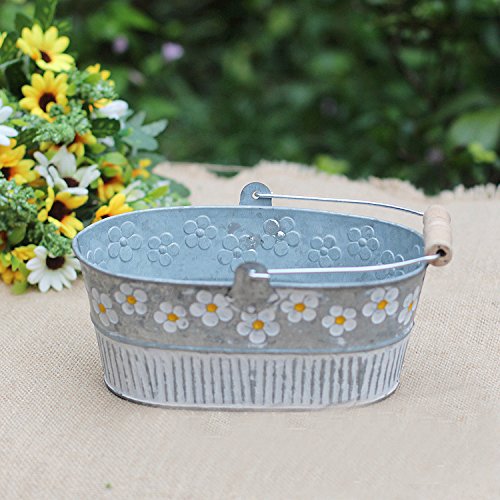 Mkono 2 Pack Succulent Planter Metal Flower Plant Pot Bucket Oval