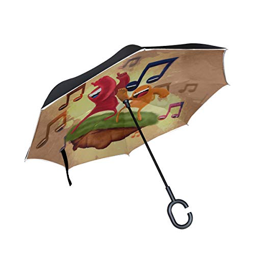 Dance Music Sheet Music Colorful Grass Island Inverted Umbrella Large Double Layer Outdoor Rain Sun Car Reversible Umbrella