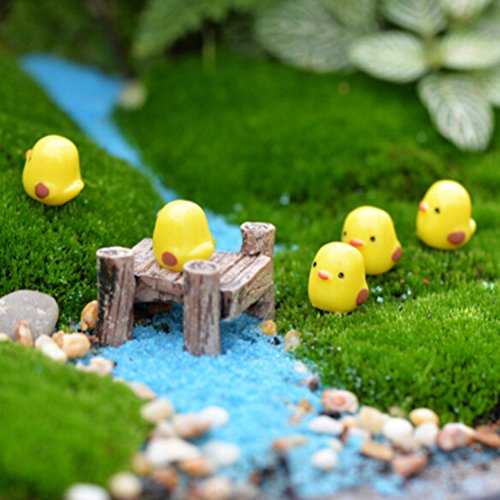 10pcs Mini Yellow Chicken Miniature Garden Ornament Micro Landscape Fairy Garden Decor