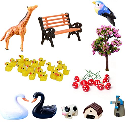 Buytra 39-Piece Miniature Fairy Garden Ornament Dollhouse Plant Pot Figurine DIY Home Decoration