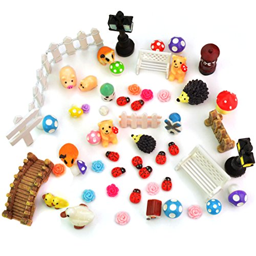 Jmkcoz 56 PCS Decorative Stones Miniature Fairy Garden Ornament Kit for DIY Mini Garden Views Dollhouse Decor