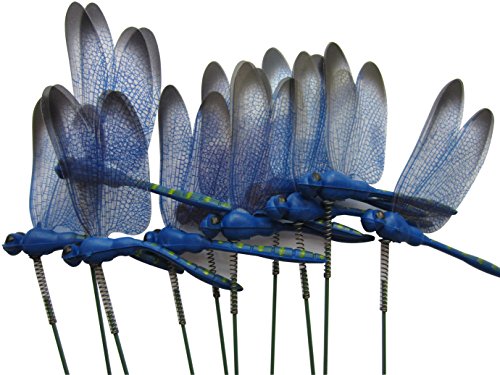 LeBeila Dragonfly Outdoor Decor for Outdoor Yard Decorations Gardening States 3d Dragonfly Art Craft Garden Ornament Patio Yard Party Decals Statues 7 CM 10 Blue